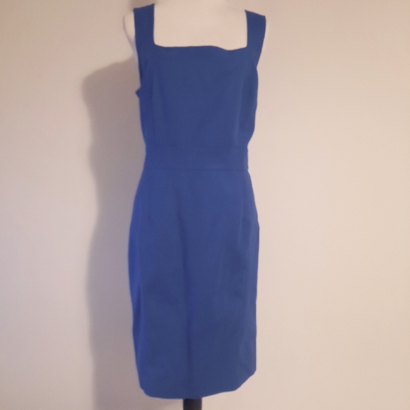 Blue Square Neck Straight Dress Size 14 - Picture 11 of 12
